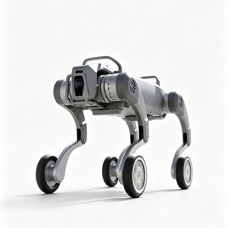 Cane robot quadrupede con zampe su ruota per tutti i terreni